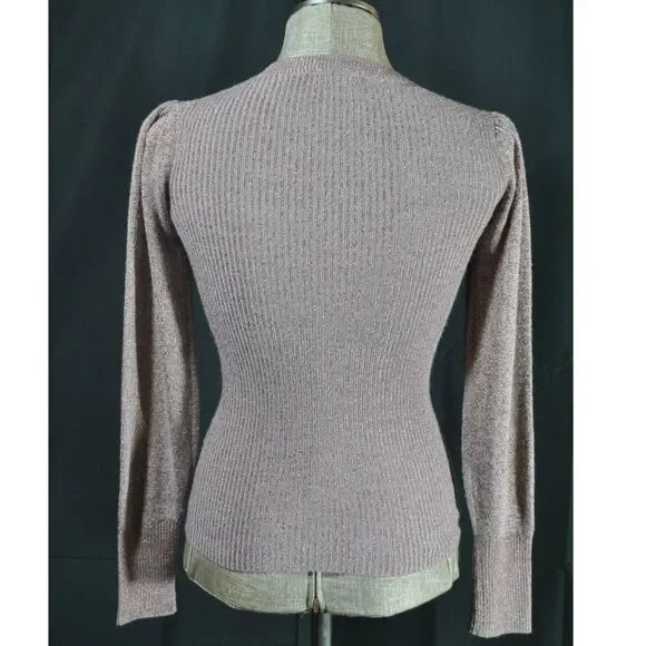 Rebecca Taylor Copper Metallic Wool Alpaca Ribbed Sweater - XS - Picture 3 of 4